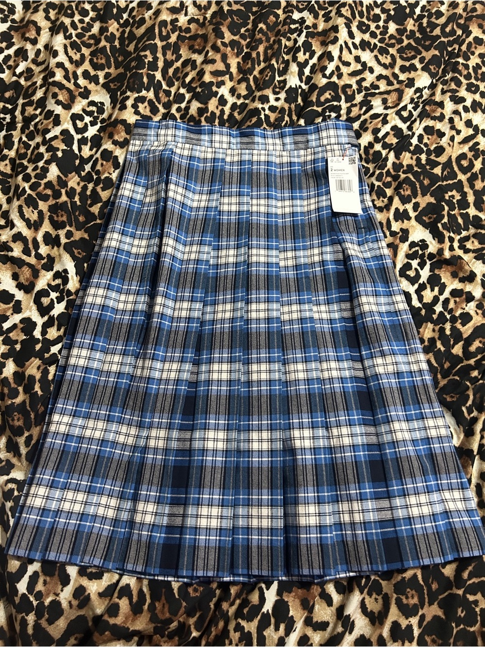 French Toast Blue Plaid Midi Skirt - Picture 2 of 4